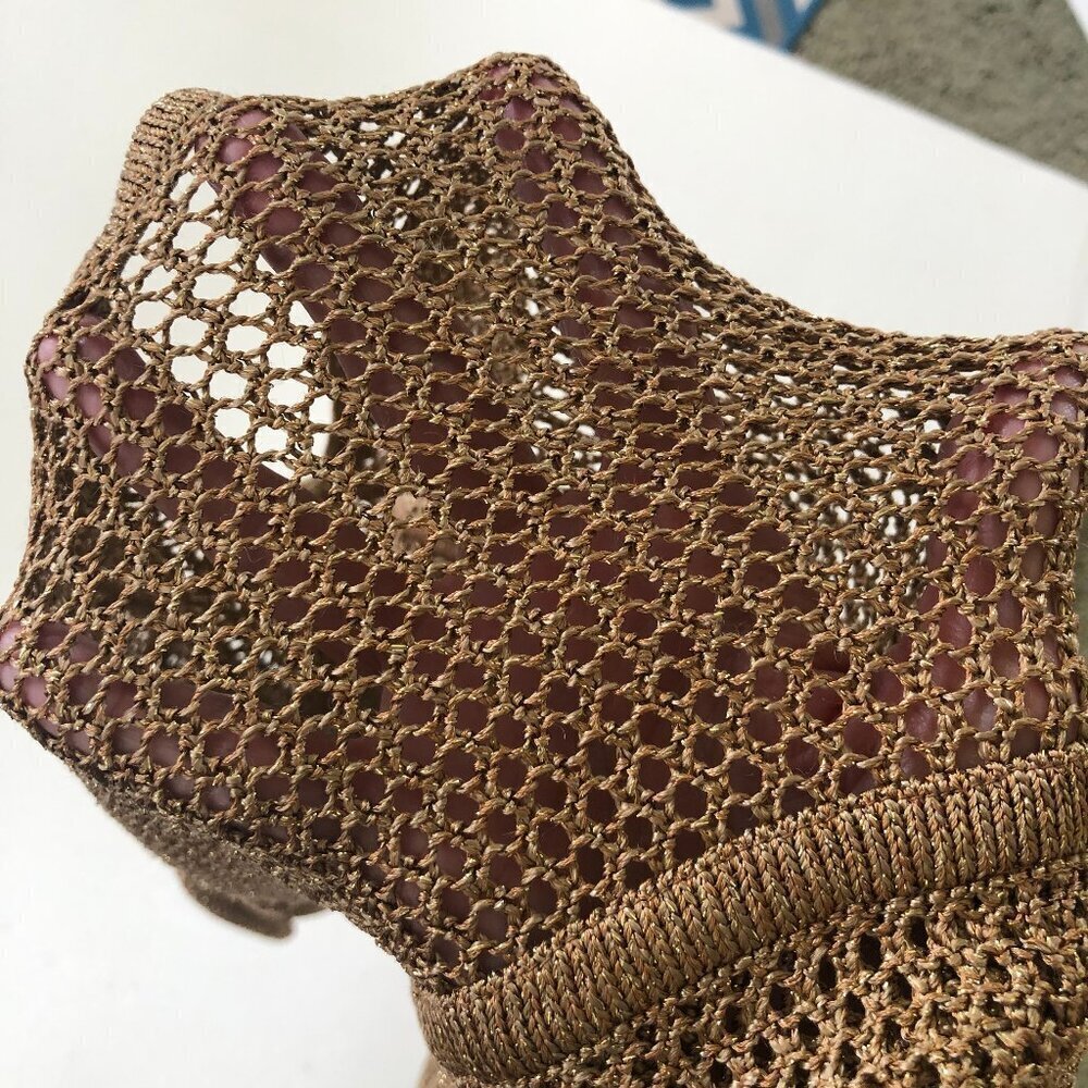St John Marie Gray Vintage Mesh Metallic Sweater W/Tank Top Medium - Picture 12 of 14